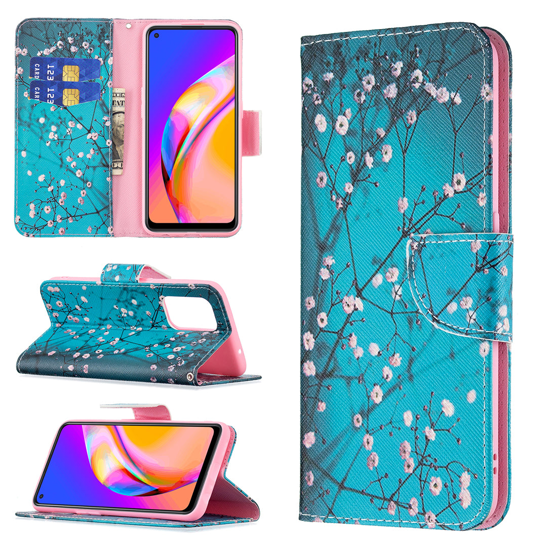 Magnetic Closure Wallet Pattern Printing Leather Stand Case for Oppo A94 5G/F19 Pro+ 5G/Reno5 Z 5G