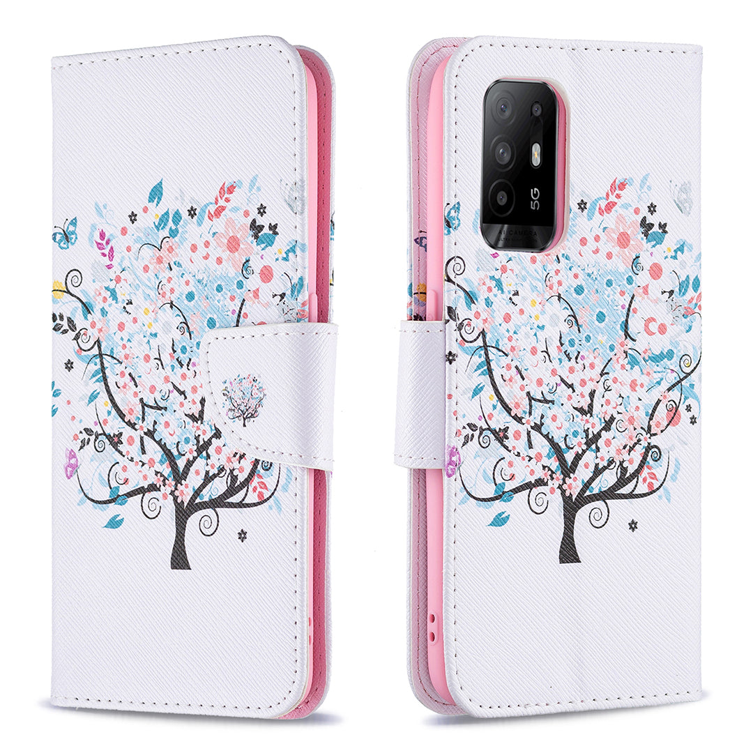 Magnetic Closure Wallet Pattern Printing Leather Stand Case for Oppo A94 5G/F19 Pro+ 5G/Reno5 Z 5G