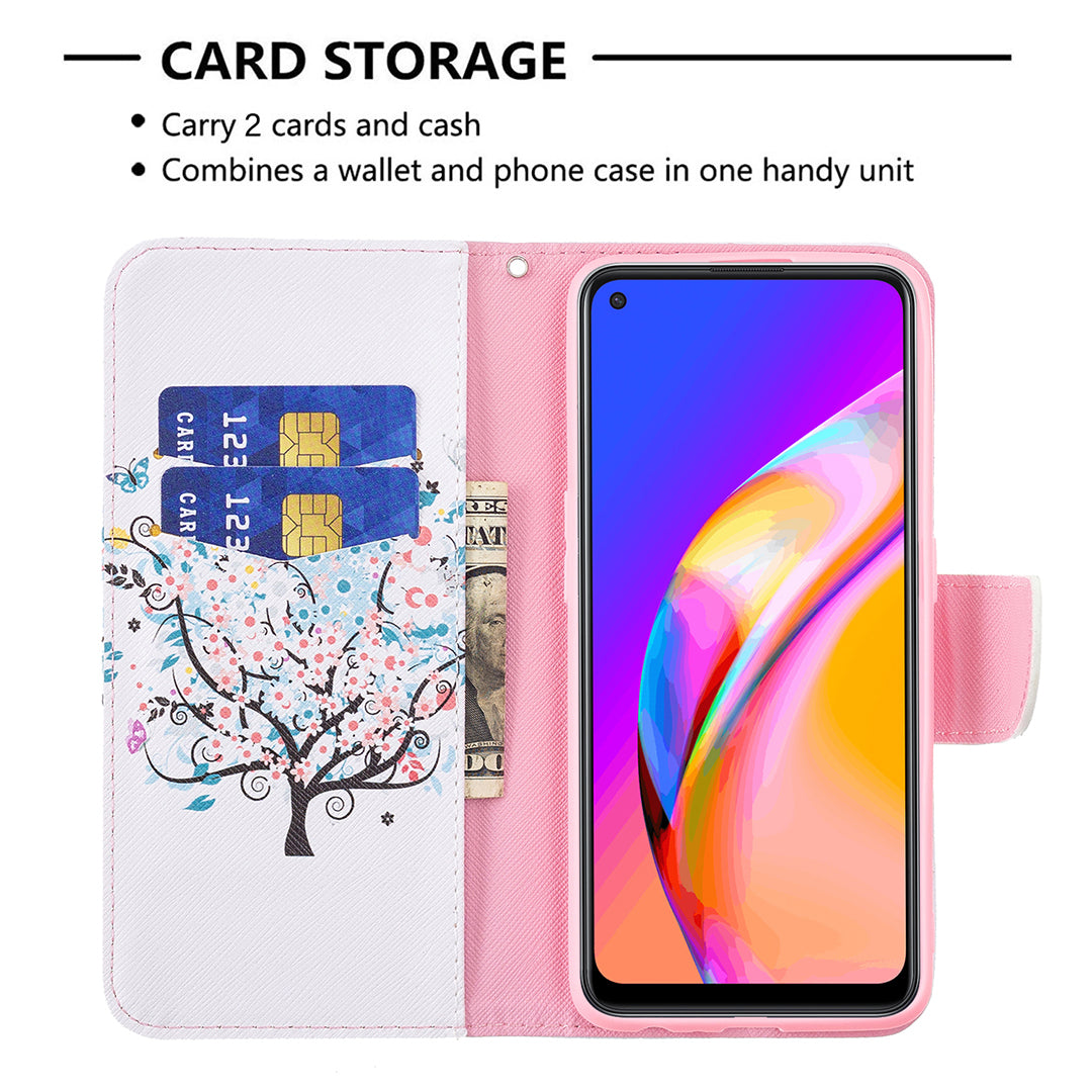 Magnetic Closure Wallet Pattern Printing Leather Stand Case for Oppo A94 5G/F19 Pro+ 5G/Reno5 Z 5G