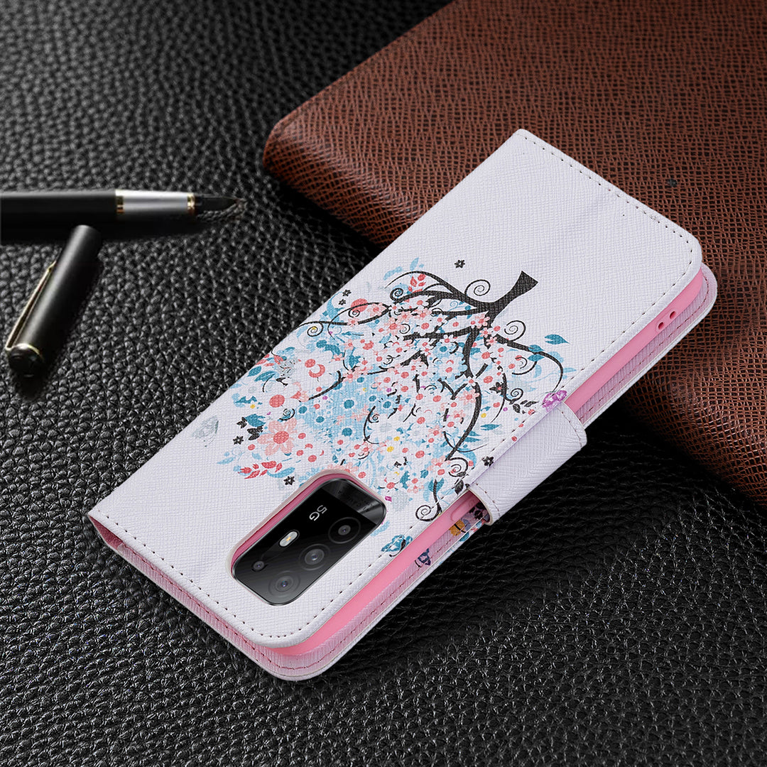 Magnetic Closure Wallet Pattern Printing Leather Stand Case for Oppo A94 5G/F19 Pro+ 5G/Reno5 Z 5G