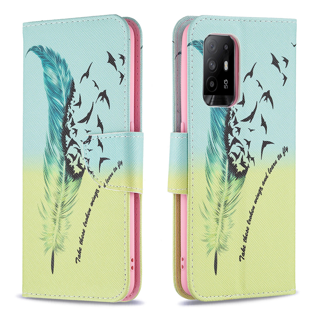 Magnetic Closure Wallet Pattern Printing Leather Stand Case for Oppo A94 5G/F19 Pro+ 5G/Reno5 Z 5G