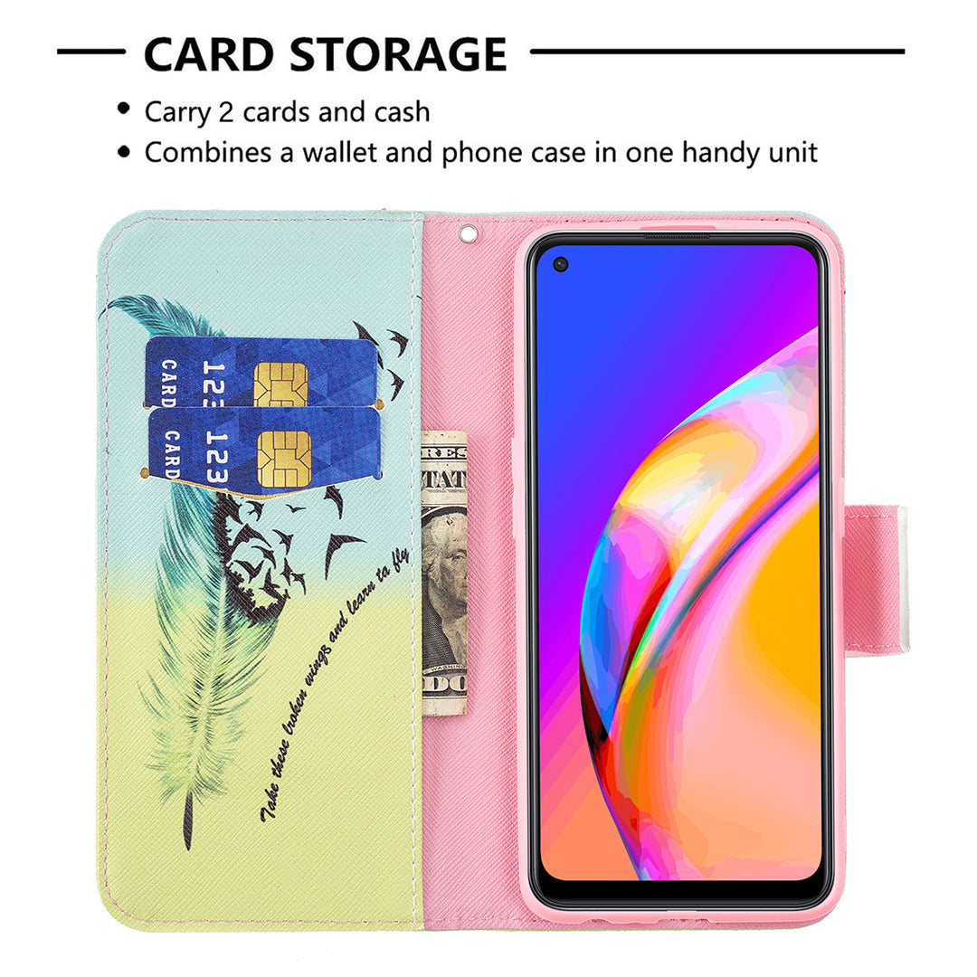 Magnetic Closure Wallet Pattern Printing Leather Stand Case for Oppo A94 5G/F19 Pro+ 5G/Reno5 Z 5G