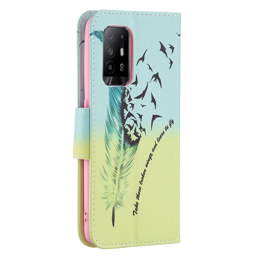 Magnetic Closure Wallet Pattern Printing Leather Stand Case for Oppo A94 5G/F19 Pro+ 5G/Reno5 Z 5G