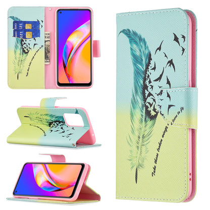 Magnetic Closure Wallet Pattern Printing Leather Stand Case for Oppo A94 5G/F19 Pro+ 5G/Reno5 Z 5G