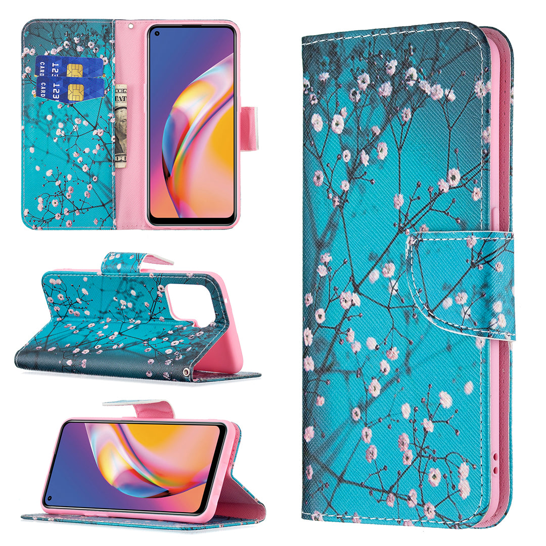 Pattern Printing Leather + Soft TPU Inner Case with Wallet Stand for Oppo A94/Reno5 F/F19 Pro