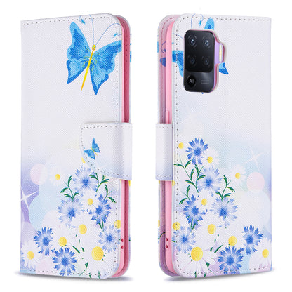 Pattern Printing Leather + Soft TPU Inner Case with Wallet Stand for Oppo A94/Reno5 F/F19 Pro