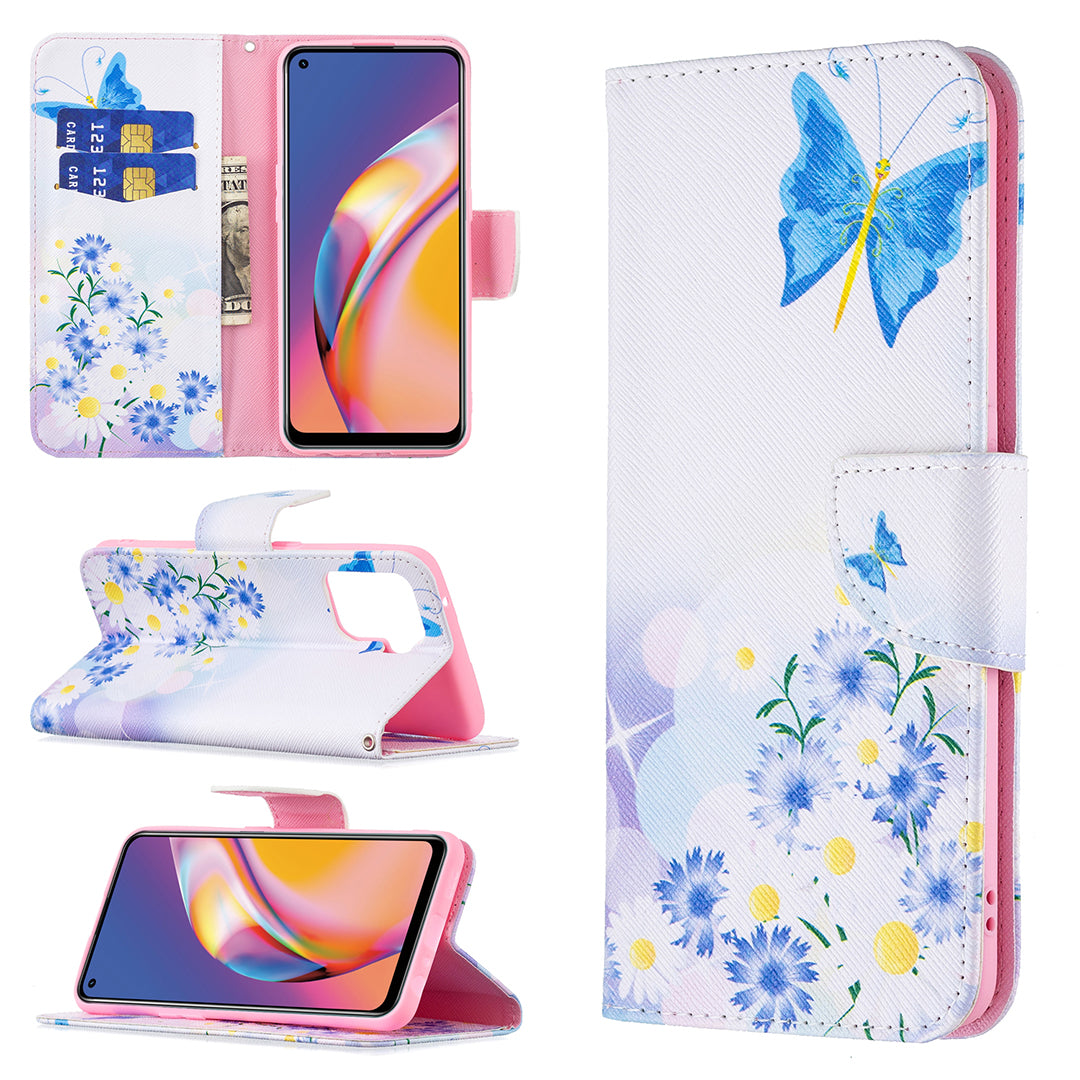 Pattern Printing Leather + Soft TPU Inner Case with Wallet Stand for Oppo A94/Reno5 F/F19 Pro