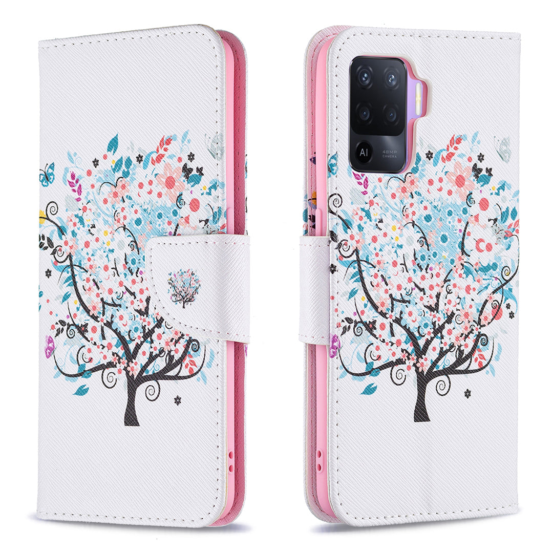 Pattern Printing Leather + Soft TPU Inner Case with Wallet Stand for Oppo A94/Reno5 F/F19 Pro