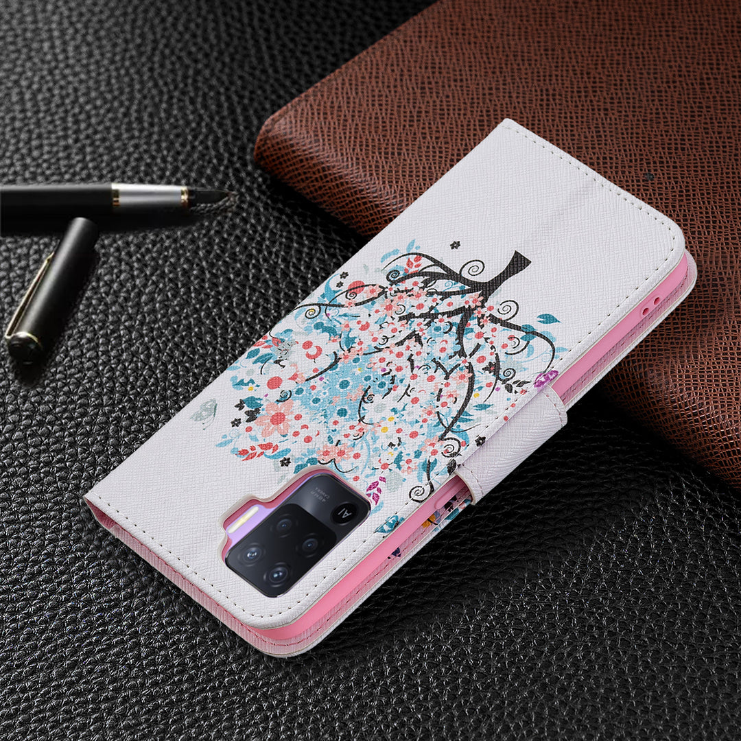 Pattern Printing Leather + Soft TPU Inner Case with Wallet Stand for Oppo A94/Reno5 F/F19 Pro