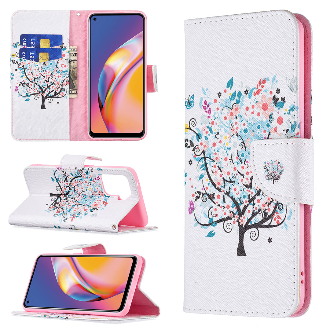 Pattern Printing Leather + Soft TPU Inner Case with Wallet Stand for Oppo A94/Reno5 F/F19 Pro