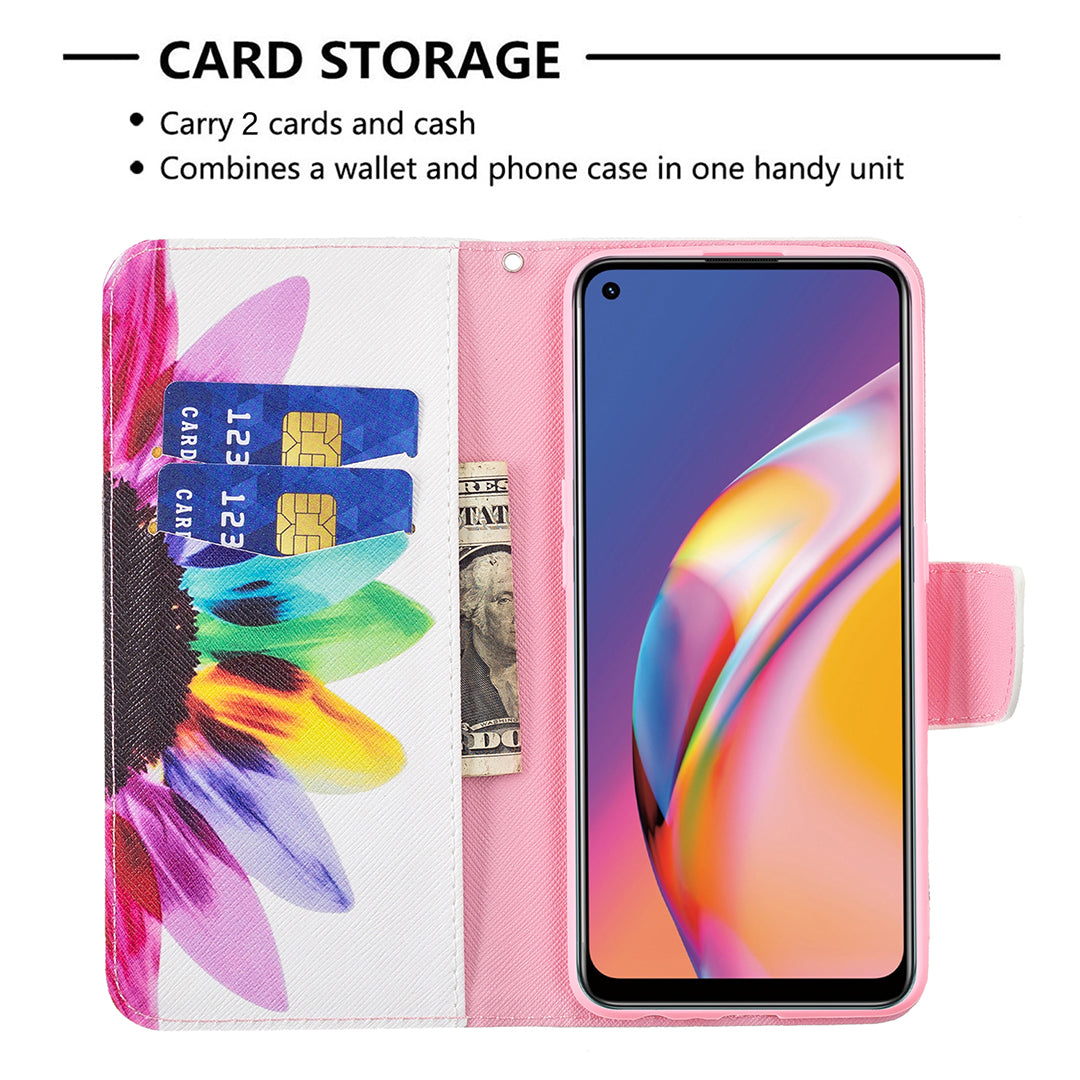 Pattern Printing Leather + Soft TPU Inner Case with Wallet Stand for Oppo A94/Reno5 F/F19 Pro