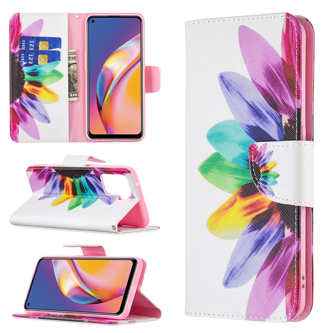 Pattern Printing Leather + Soft TPU Inner Case with Wallet Stand for Oppo A94/Reno5 F/F19 Pro