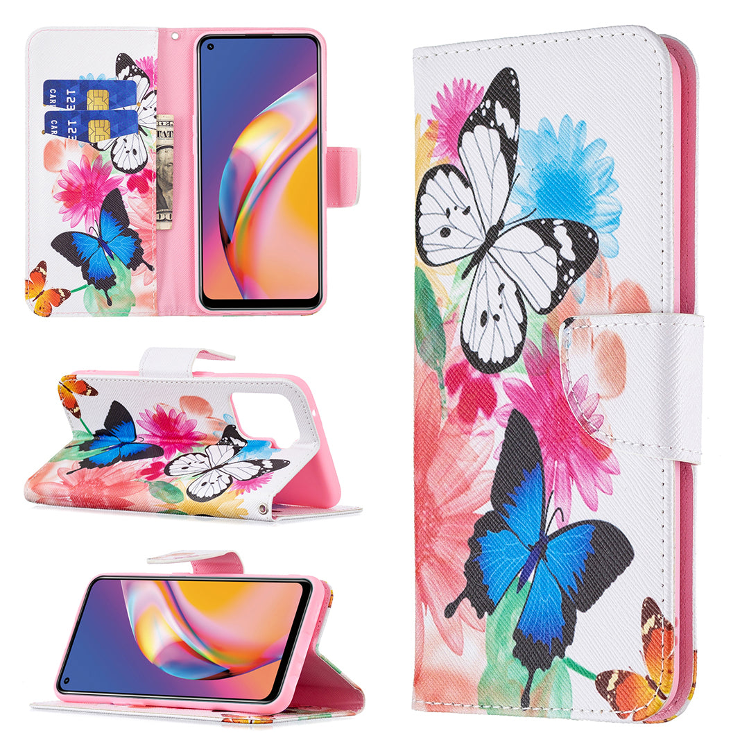 Pattern Printing Leather + Soft TPU Inner Case with Wallet Stand for Oppo A94/Reno5 F/F19 Pro