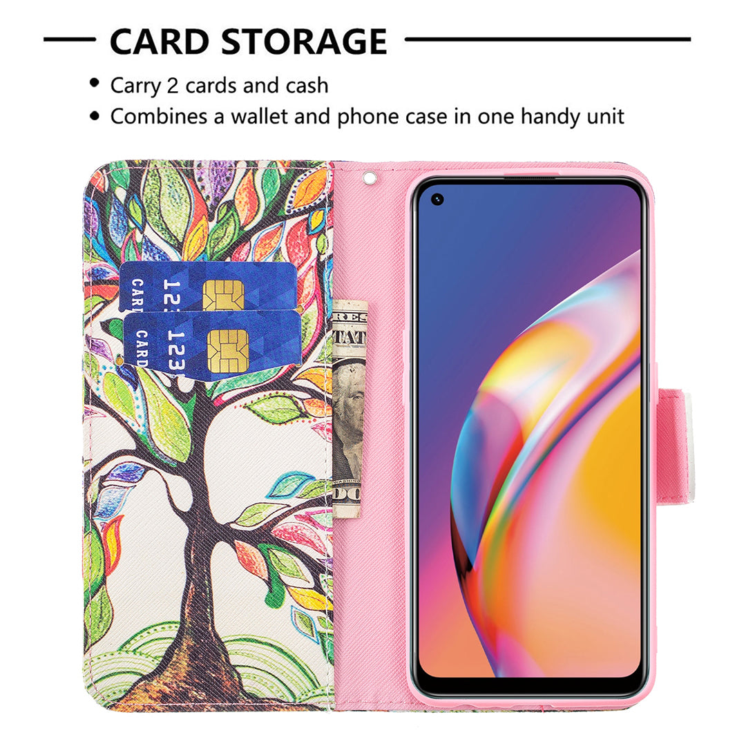 Pattern Printing Leather + Soft TPU Inner Case with Wallet Stand for Oppo A94/Reno5 F/F19 Pro