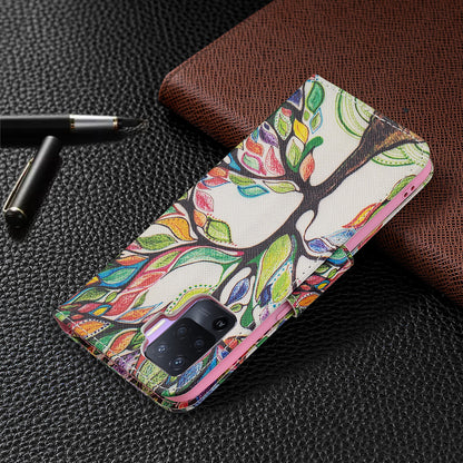 Pattern Printing Leather + Soft TPU Inner Case with Wallet Stand for Oppo A94/Reno5 F/F19 Pro