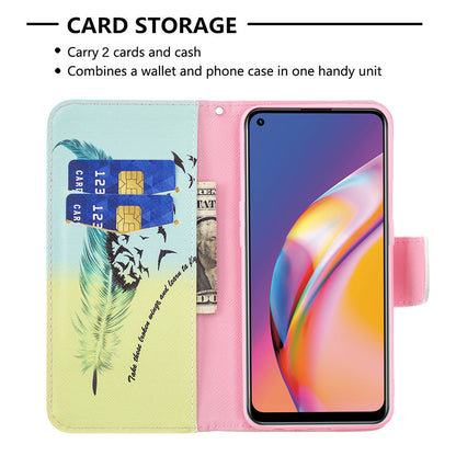 Pattern Printing Leather + Soft TPU Inner Case with Wallet Stand for Oppo A94/Reno5 F/F19 Pro