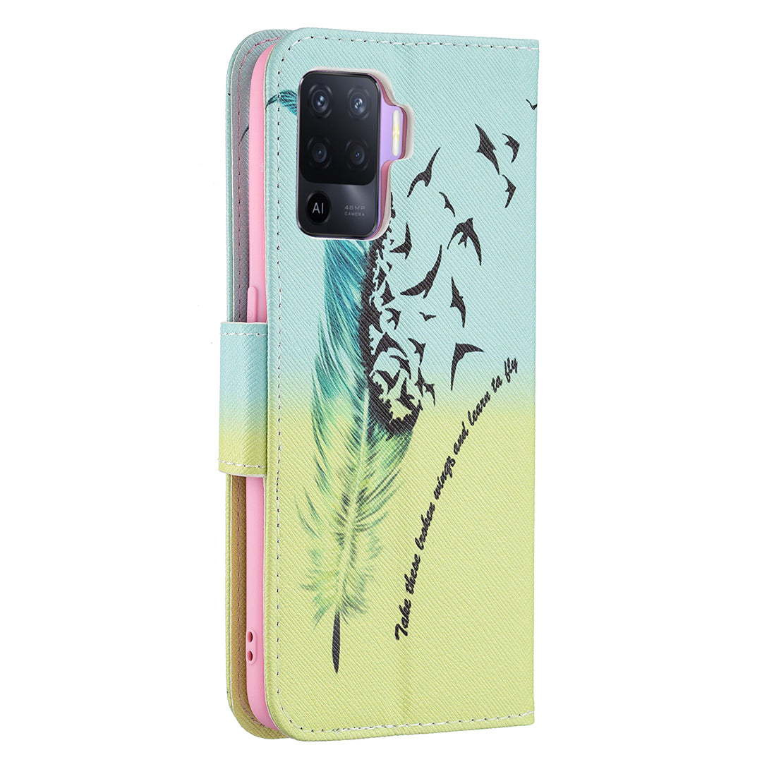 Pattern Printing Leather + Soft TPU Inner Case with Wallet Stand for Oppo A94/Reno5 F/F19 Pro