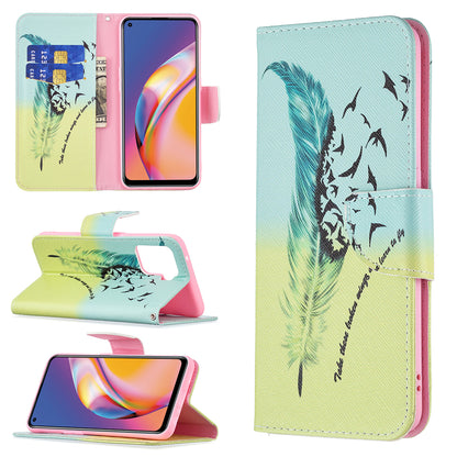 Pattern Printing Leather + Soft TPU Inner Case with Wallet Stand for Oppo A94/Reno5 F/F19 Pro