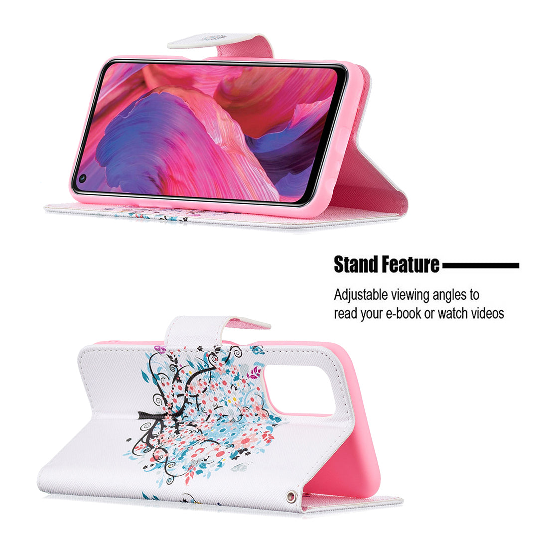 Pattern Printing Good Hand -Hold Feeling Leather Wallet Stand Case for Oppo A74 5G/A93 5G/A54 5G