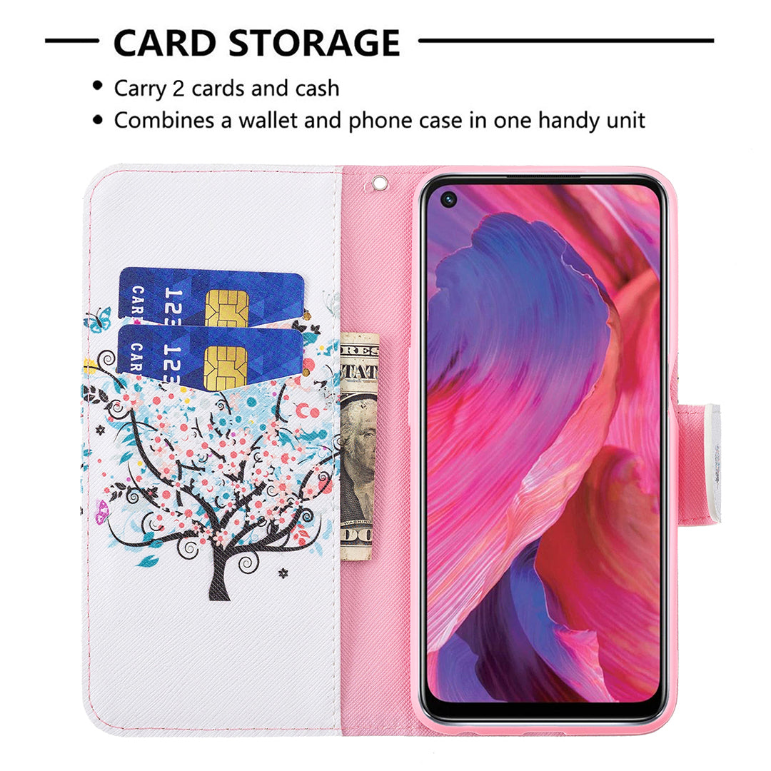 Pattern Printing Good Hand -Hold Feeling Leather Wallet Stand Case for Oppo A74 5G/A93 5G/A54 5G