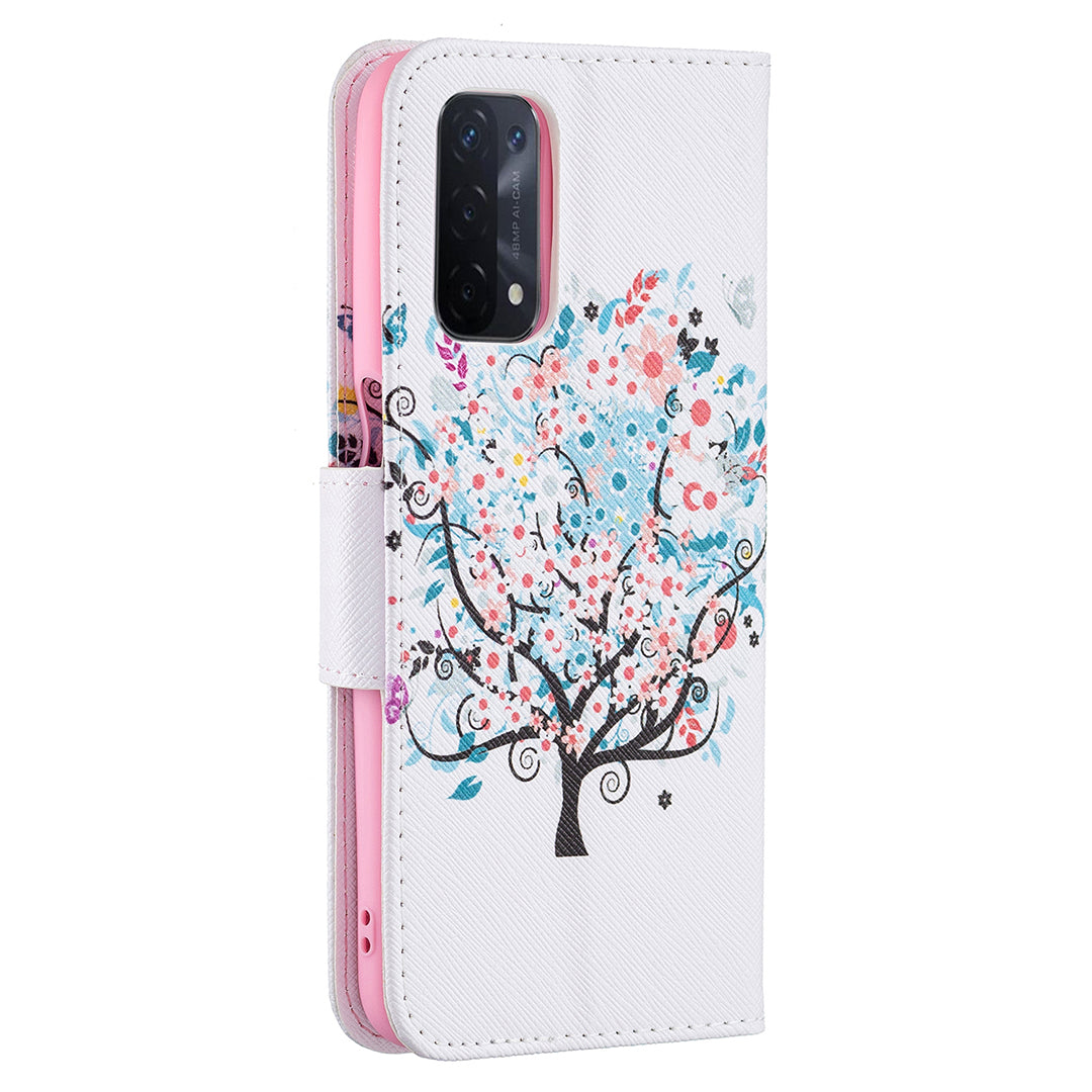 Pattern Printing Good Hand -Hold Feeling Leather Wallet Stand Case for Oppo A74 5G/A93 5G/A54 5G