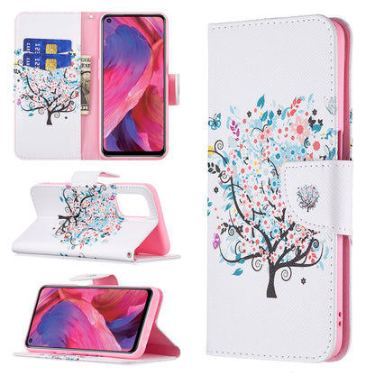 Pattern Printing Good Hand -Hold Feeling Leather Wallet Stand Case for Oppo A74 5G/A93 5G/A54 5G