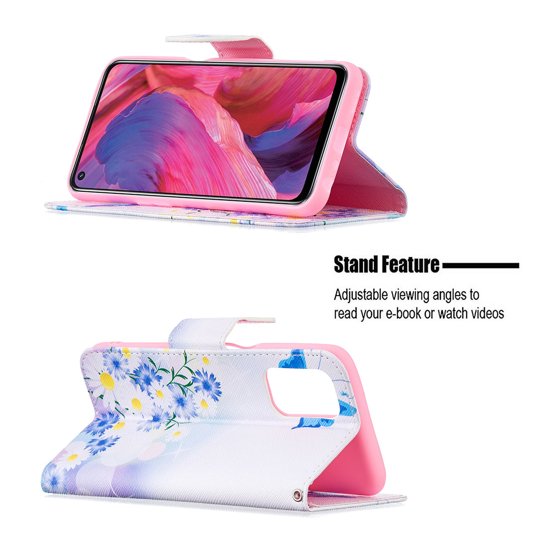 Pattern Printing Good Hand -Hold Feeling Leather Wallet Stand Case for Oppo A74 5G/A93 5G/A54 5G