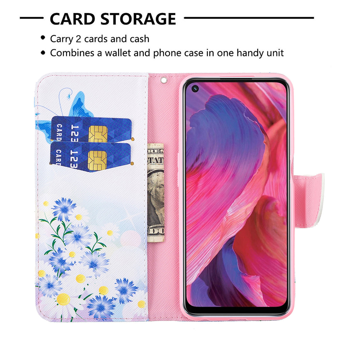 Pattern Printing Good Hand -Hold Feeling Leather Wallet Stand Case for Oppo A74 5G/A93 5G/A54 5G