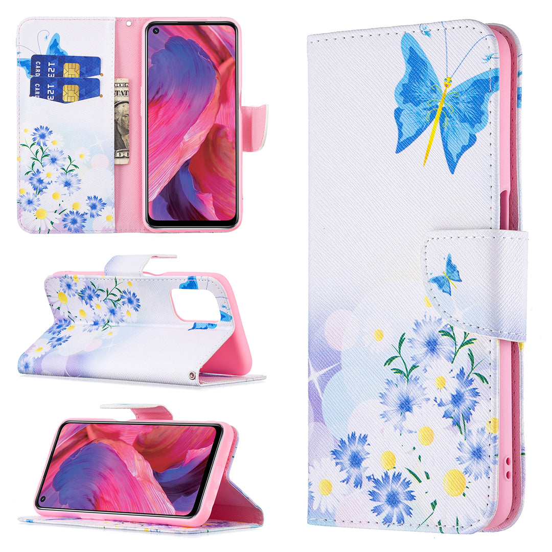 Pattern Printing Good Hand -Hold Feeling Leather Wallet Stand Case for Oppo A74 5G/A93 5G/A54 5G