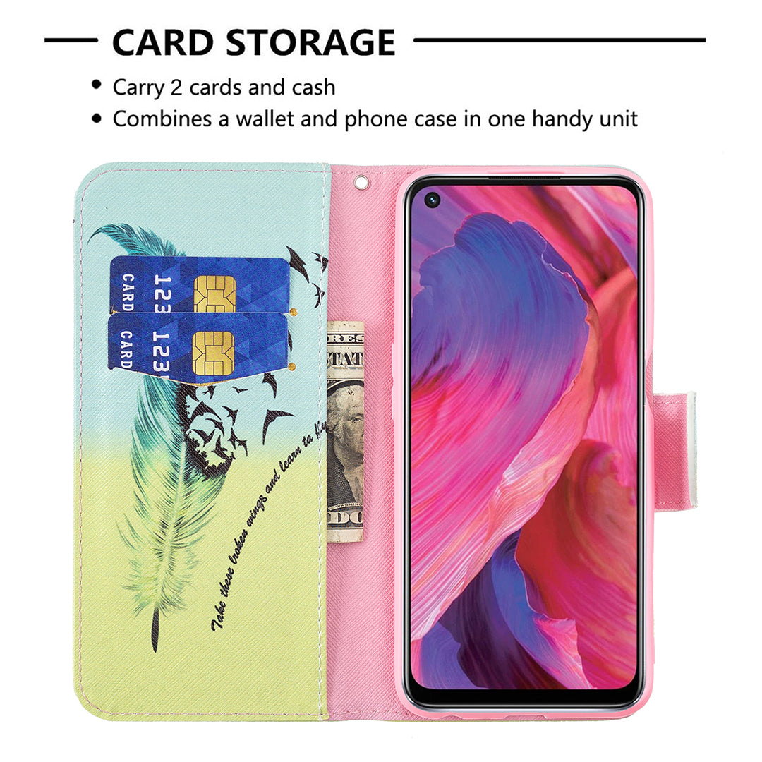 Pattern Printing Good Hand -Hold Feeling Leather Wallet Stand Case for Oppo A74 5G/A93 5G/A54 5G