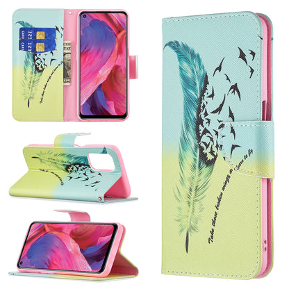 Pattern Printing Good Hand -Hold Feeling Leather Wallet Stand Case for Oppo A74 5G/A93 5G/A54 5G