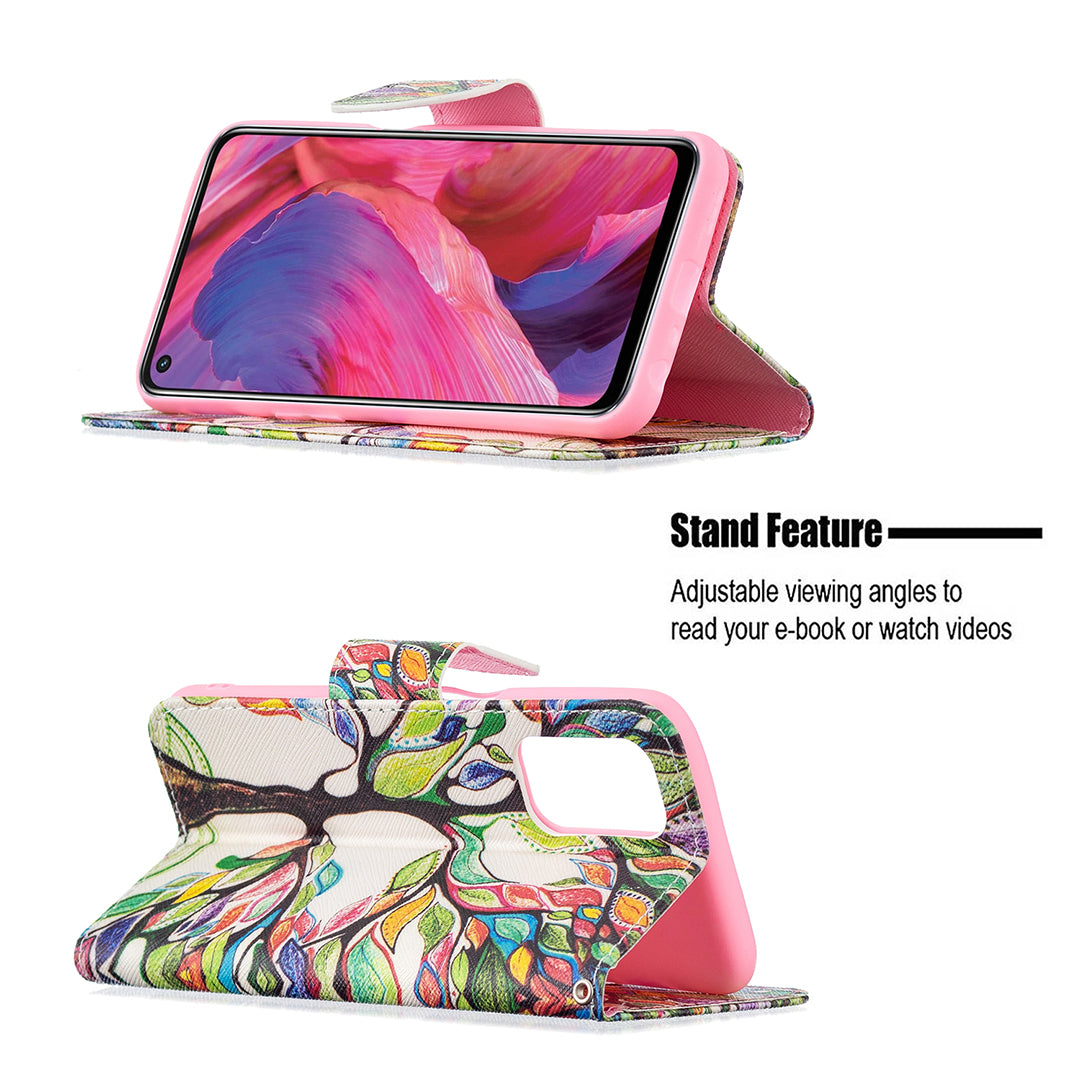 Pattern Printing Good Hand -Hold Feeling Leather Wallet Stand Case for Oppo A74 5G/A93 5G/A54 5G