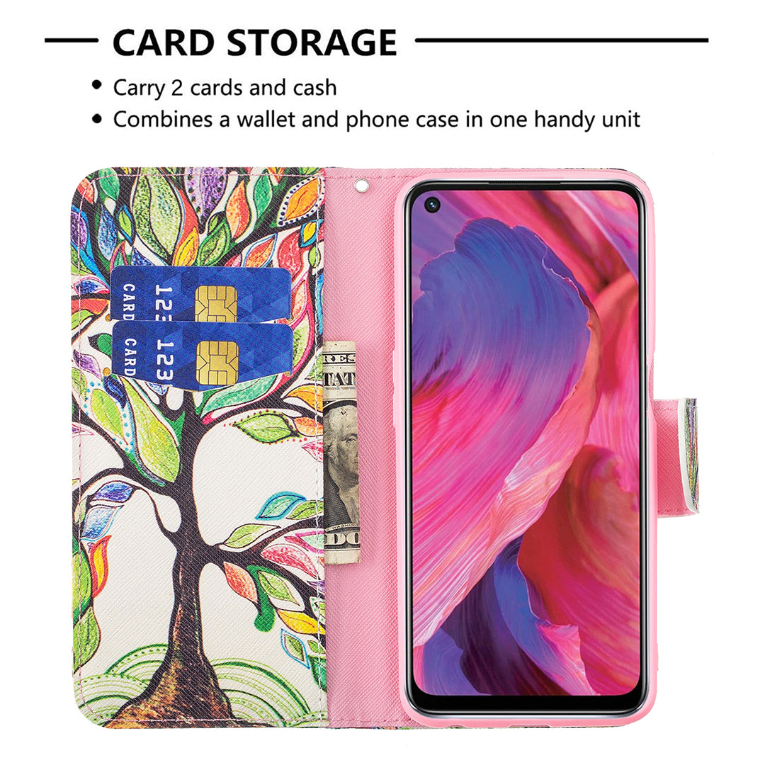 Pattern Printing Good Hand -Hold Feeling Leather Wallet Stand Case for Oppo A74 5G/A93 5G/A54 5G