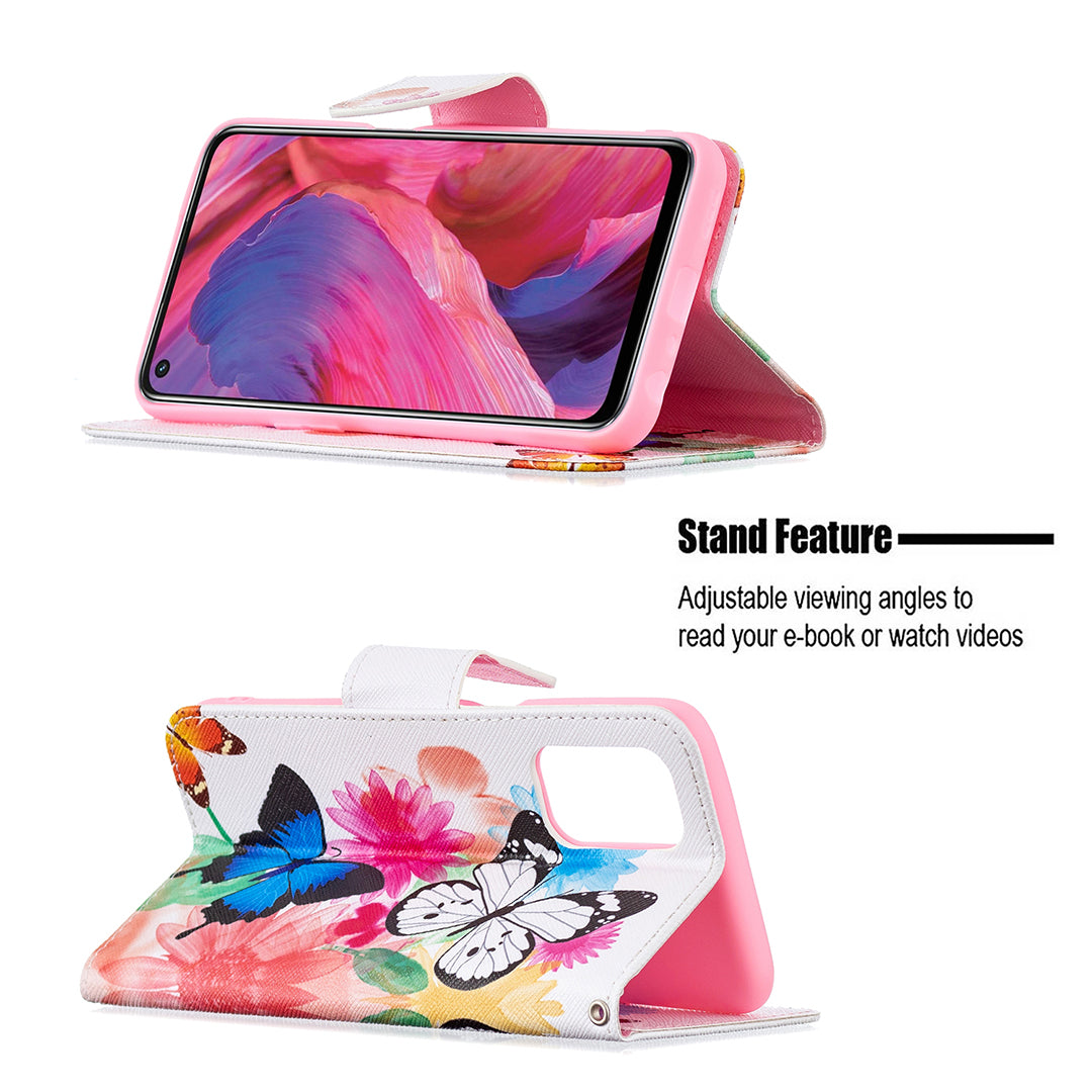 Pattern Printing Good Hand -Hold Feeling Leather Wallet Stand Case for Oppo A74 5G/A93 5G/A54 5G