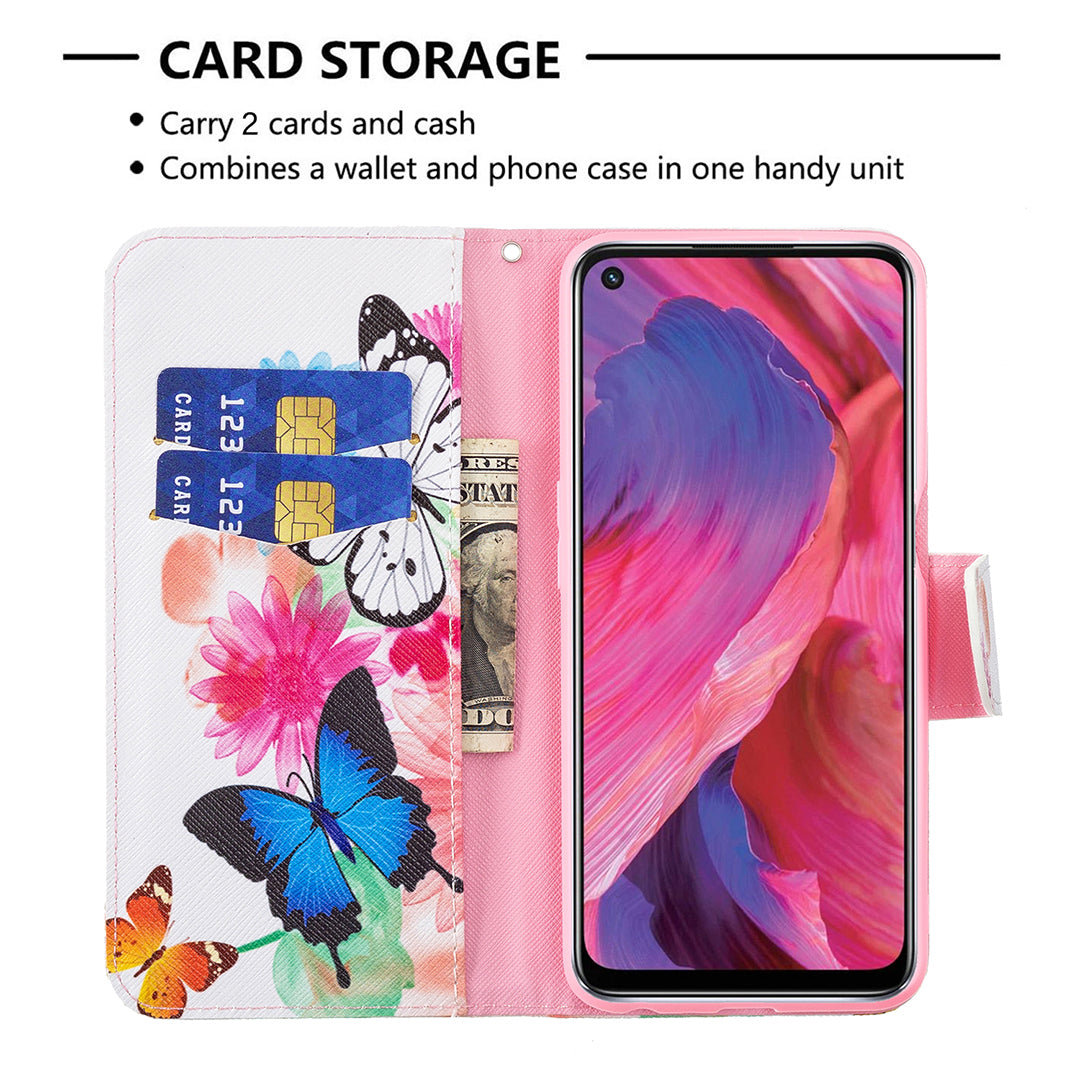 Pattern Printing Good Hand -Hold Feeling Leather Wallet Stand Case for Oppo A74 5G/A93 5G/A54 5G