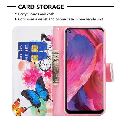 Pattern Printing Good Hand -Hold Feeling Leather Wallet Stand Case for Oppo A74 5G/A93 5G/A54 5G