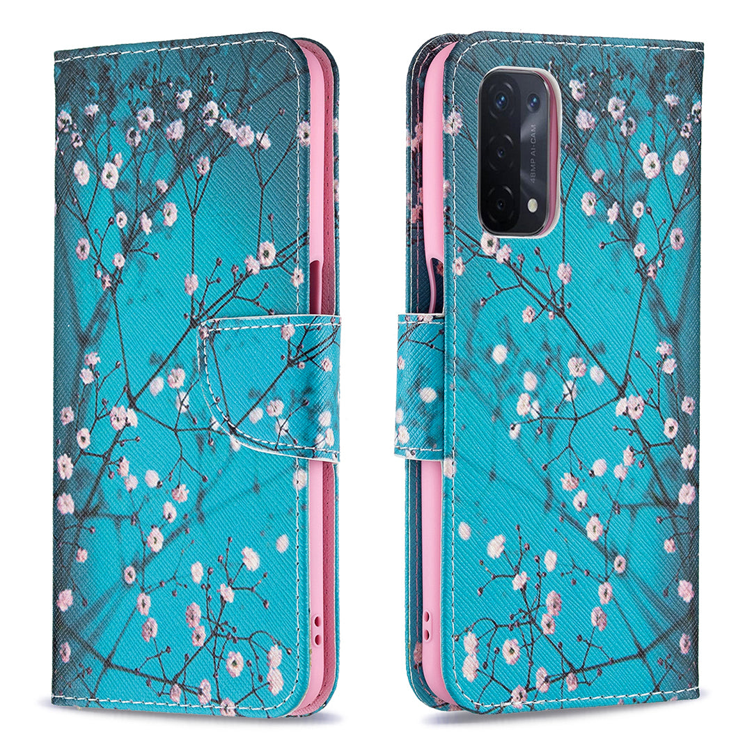 Pattern Printing Good Hand -Hold Feeling Leather Wallet Stand Case for Oppo A74 5G/A93 5G/A54 5G