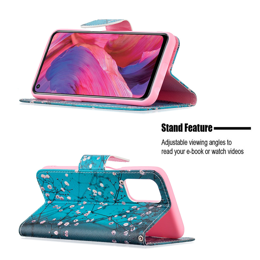 Pattern Printing Good Hand -Hold Feeling Leather Wallet Stand Case for Oppo A74 5G/A93 5G/A54 5G