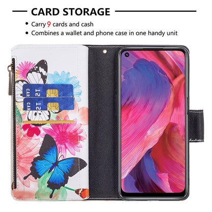 Shock-Absorbed Zippered Wallet Design BF03 Pattern Printing Full Protection Leather Stand Phone Cover for Oppo A74 5G/A93 5G/A54 5G