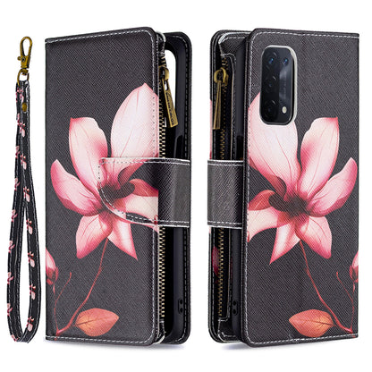 Shock-Absorbed Zippered Wallet Design BF03 Pattern Printing Full Protection Leather Stand Phone Cover for Oppo A74 5G/A93 5G/A54 5G