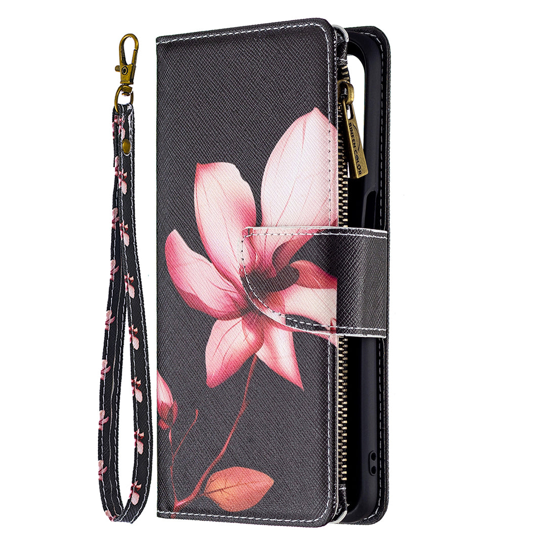 Shock-Absorbed Zippered Wallet Design BF03 Pattern Printing Full Protection Leather Stand Phone Cover for Oppo A74 5G/A93 5G/A54 5G