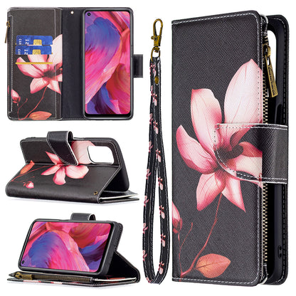 Shock-Absorbed Zippered Wallet Design BF03 Pattern Printing Full Protection Leather Stand Phone Cover for Oppo A74 5G/A93 5G/A54 5G