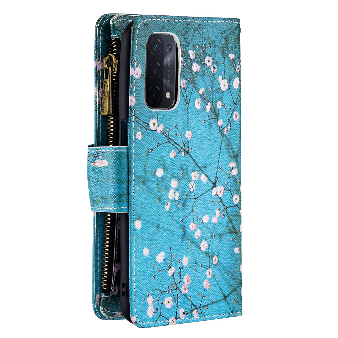 Shock-Absorbed Zippered Wallet Design BF03 Pattern Printing Full Protection Leather Stand Phone Cover for Oppo A74 5G/A93 5G/A54 5G