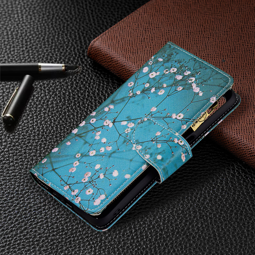 Shock-Absorbed Zippered Wallet Design BF03 Pattern Printing Full Protection Leather Stand Phone Cover for Oppo A74 5G/A93 5G/A54 5G