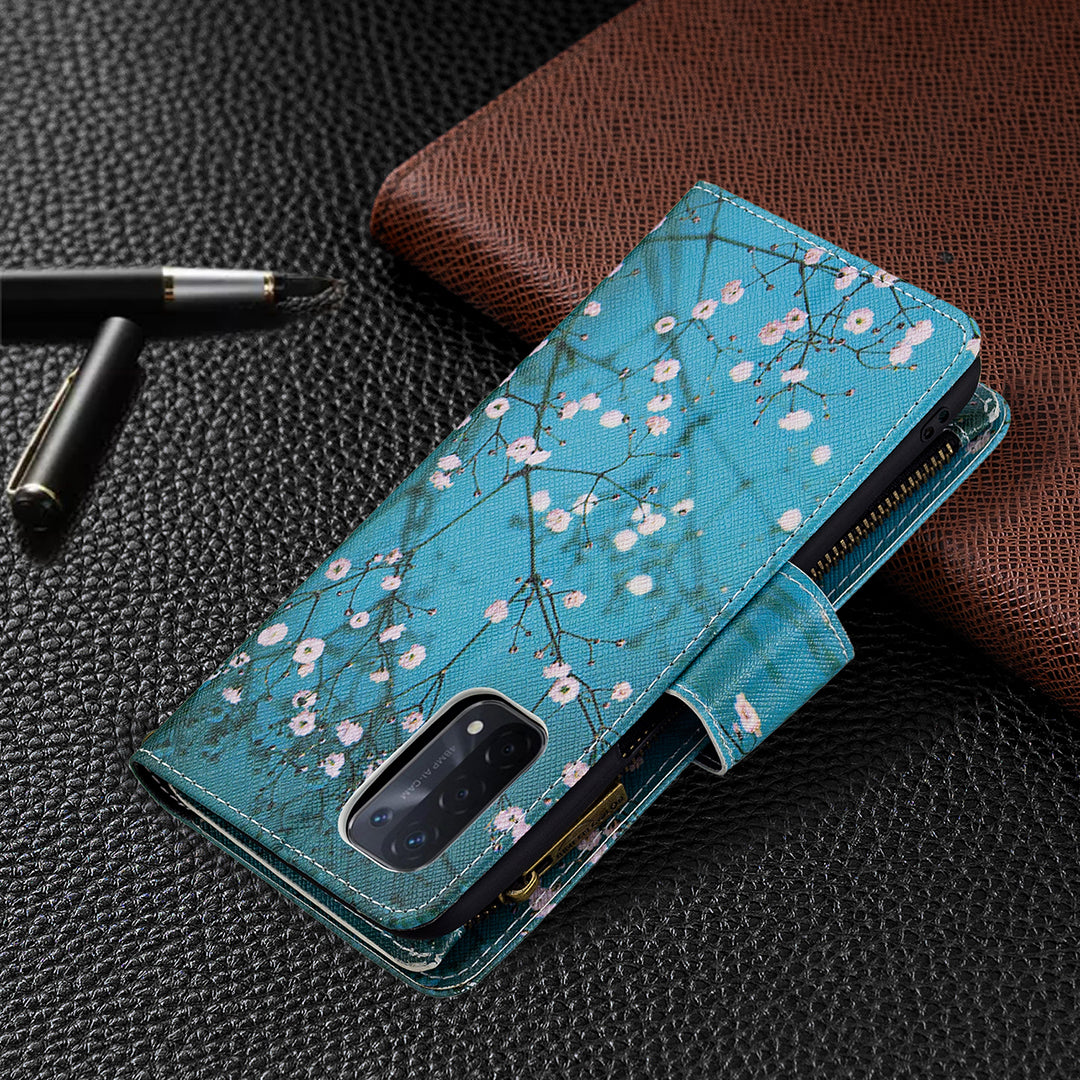 Shock-Absorbed Zippered Wallet Design BF03 Pattern Printing Full Protection Leather Stand Phone Cover for Oppo A74 5G/A93 5G/A54 5G