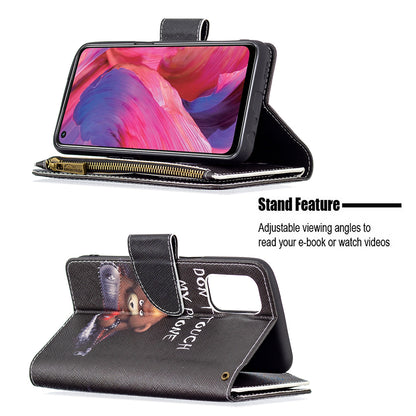 Shock-Absorbed Zippered Wallet Design BF03 Pattern Printing Full Protection Leather Stand Phone Cover for Oppo A74 5G/A93 5G/A54 5G