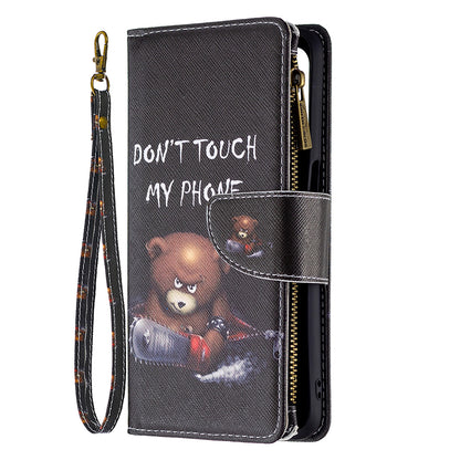 Shock-Absorbed Zippered Wallet Design BF03 Pattern Printing Full Protection Leather Stand Phone Cover for Oppo A74 5G/A93 5G/A54 5G