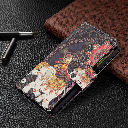 Shock-Absorbed Zippered Wallet Design BF03 Pattern Printing Full Protection Leather Stand Phone Cover for Oppo A74 5G/A93 5G/A54 5G