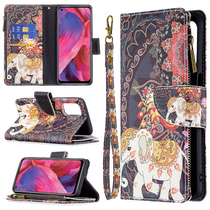 Shock-Absorbed Zippered Wallet Design BF03 Pattern Printing Full Protection Leather Stand Phone Cover for Oppo A74 5G/A93 5G/A54 5G