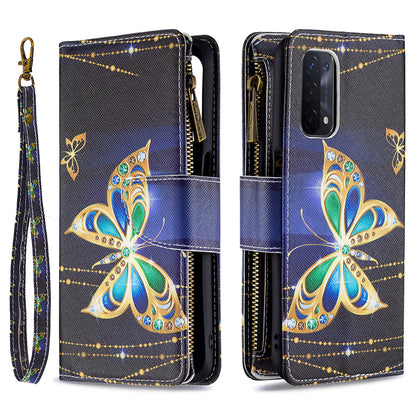 Shock-Absorbed Zippered Wallet Design BF03 Pattern Printing Full Protection Leather Stand Phone Cover for Oppo A74 5G/A93 5G/A54 5G